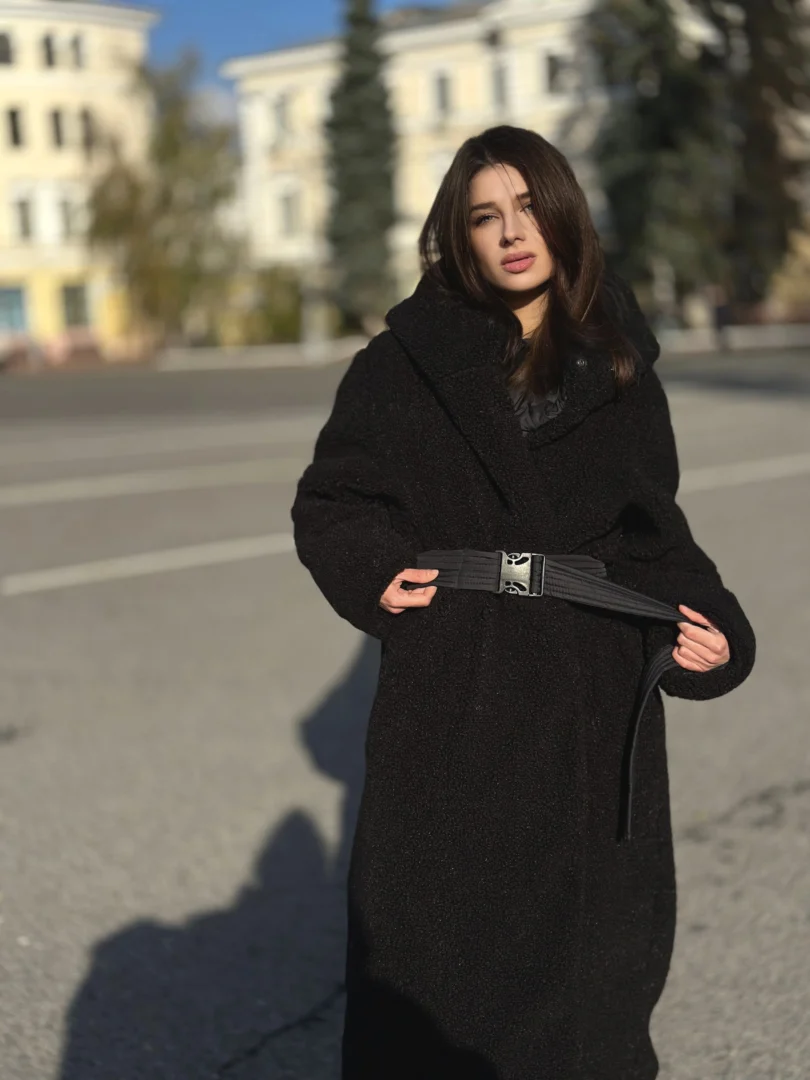 Пуховик-шуба жіноча COAT BLANKET двостороння “ТЕДДІ” чорна з поясом - COAT BLANKET - пуховики, куртки, одяг та багато іншого.
